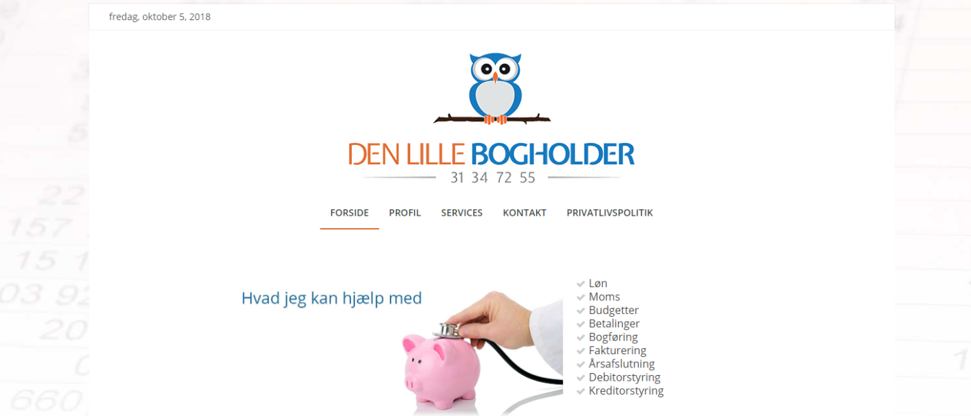 Billig Wordpress Hjemmeside til denlille-bogholder.dk lavet af Dit Online Visitkort